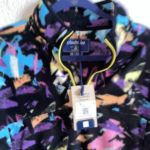 Chubbies Show Stopper Low Pile Fleece Quarter Zip Sweater S New 80s 90s Wild Art - Picture 3 of 9